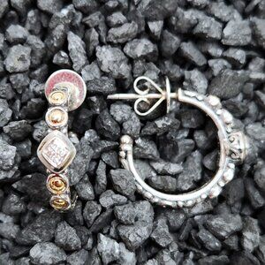 Effy .925 & 18kt Diamond Accent Half Hoops